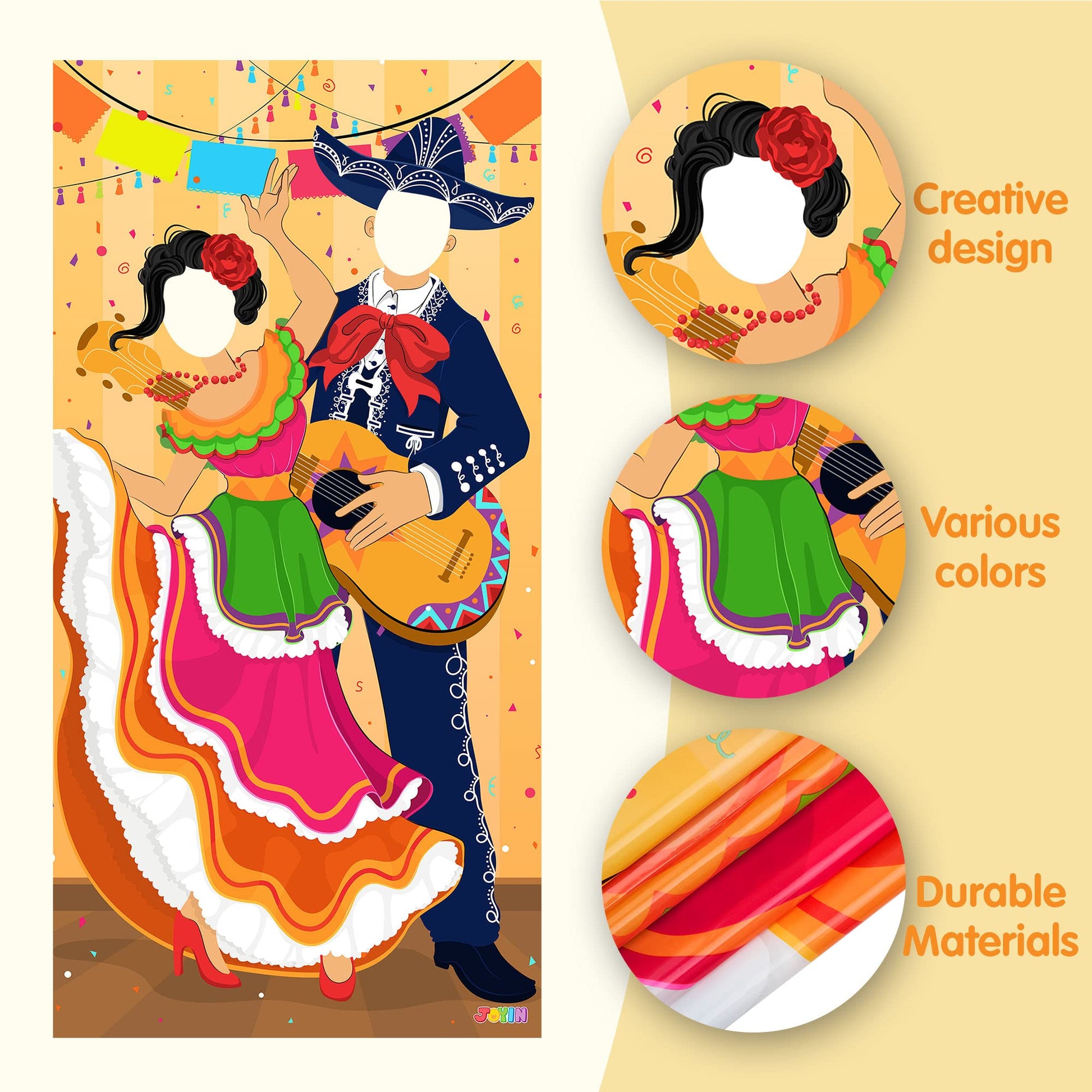 JOYIN Cinco de Mayo Fiesta Couple Photo Door Banner for Party Supplies, Mexican Photography Backdrop Decoration, Mexican Theme Photo Booth Background