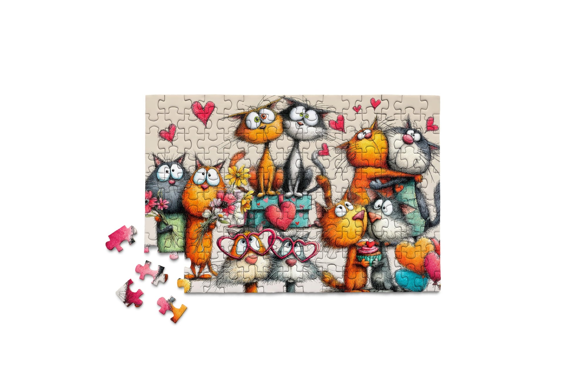 Micro Puzzles Loveable Cats Mini Jigsaw Puzzle for Adults - 150 Piece Small Pocket Puzzle 4x6 Inches, Cute Travel Puzzle, Unique Gift Idea - Made in