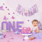 Pink & Purple Butterfly 1st Highchair Banner for Girls - Spring Butterfly One Party Decor & Cake Smash Photo Prop