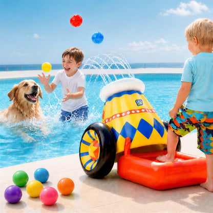 Funscape Kid Inflatable Ball Launch Pool Toy w/Sprinkler Toddler Water Game