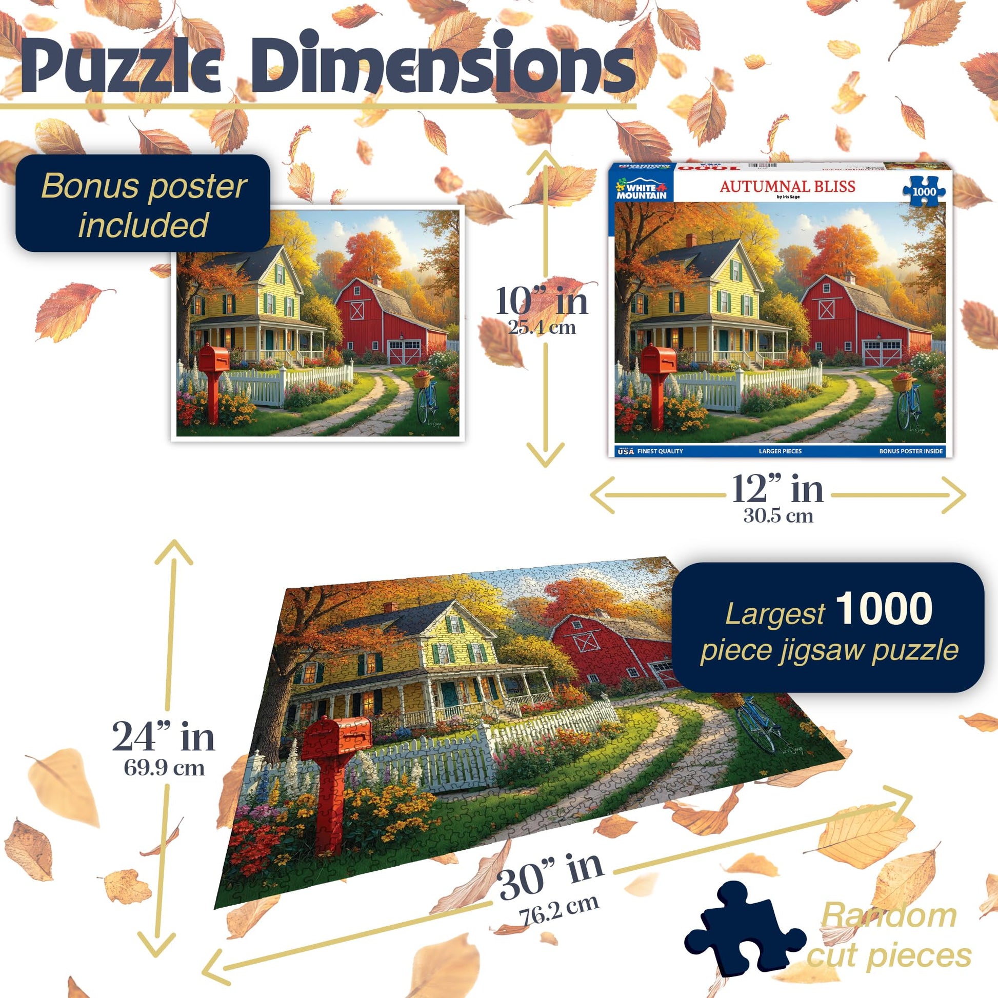 White Mountain 1000 Piece Jigsaw Puzzle Scenic Fall Red, Autumnal Bliss