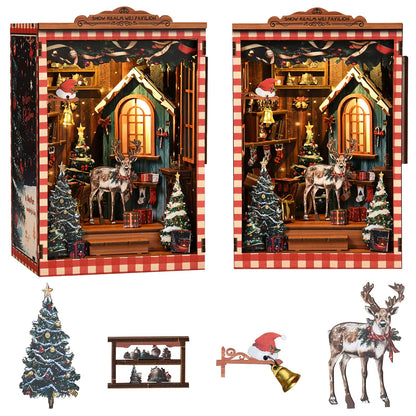 Book Nook Kit for Adults, DIY 3D Wooden Puzzle Miniature Booknook Kit with LED Sensor Light, Crafts Bookshelf Decoration Gift for Adults and Teens