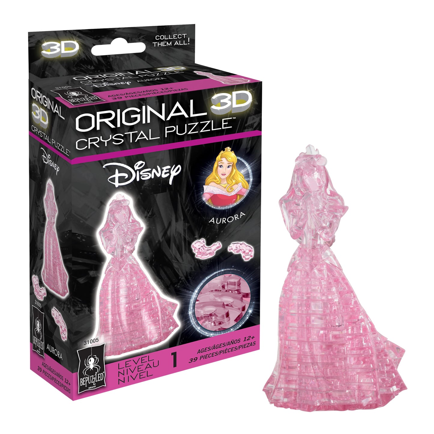 BePuzzled, Disney Aurora Original 3D Crystal Puzzle, Perfect for Puzzlers Ages 12 and Up, Challenging to Complete and Beautiful to Display, Collect