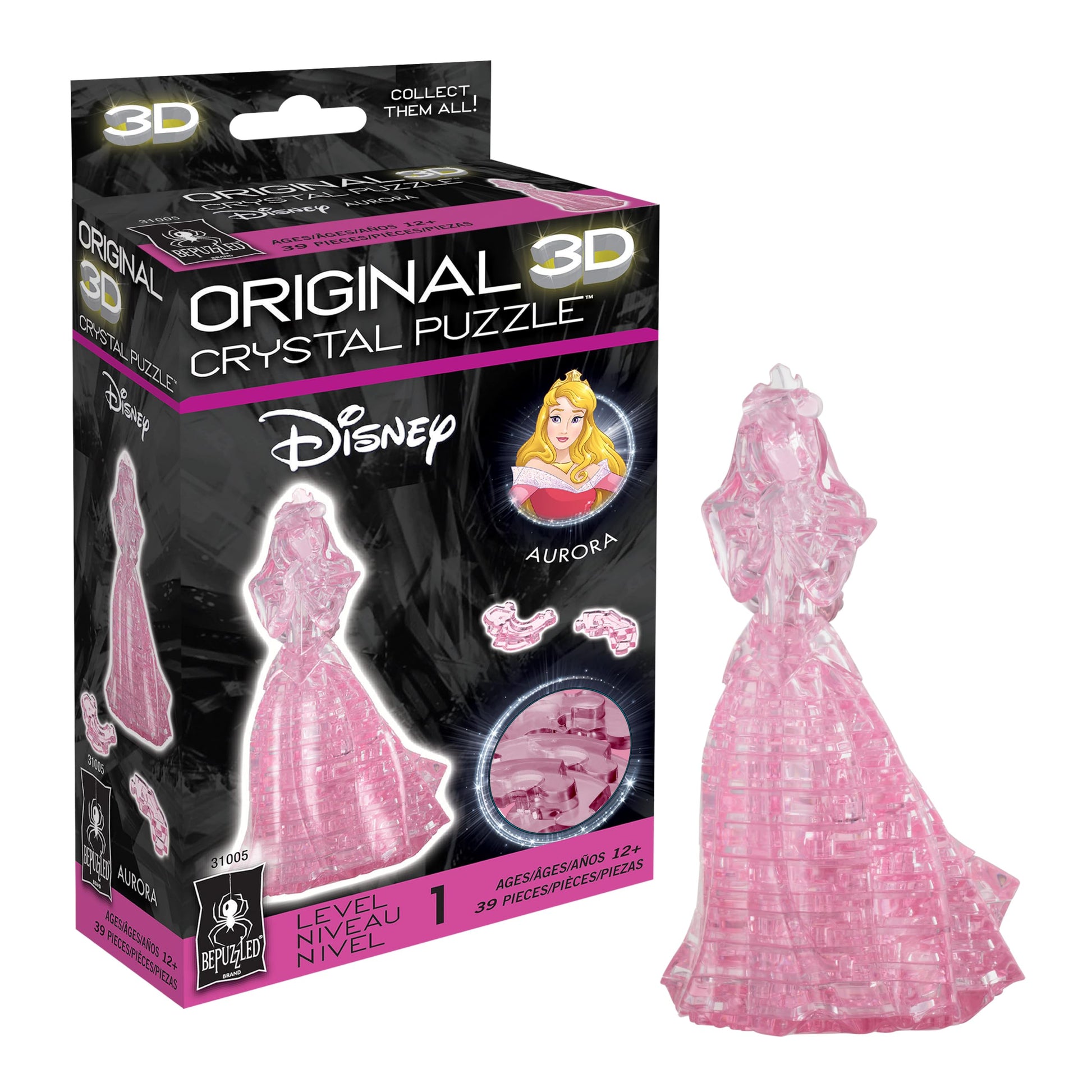 BePuzzled, Disney Aurora Original 3D Crystal Puzzle, Perfect for Puzzlers Ages 12 and Up, Challenging to Complete and Beautiful to Display, Collect