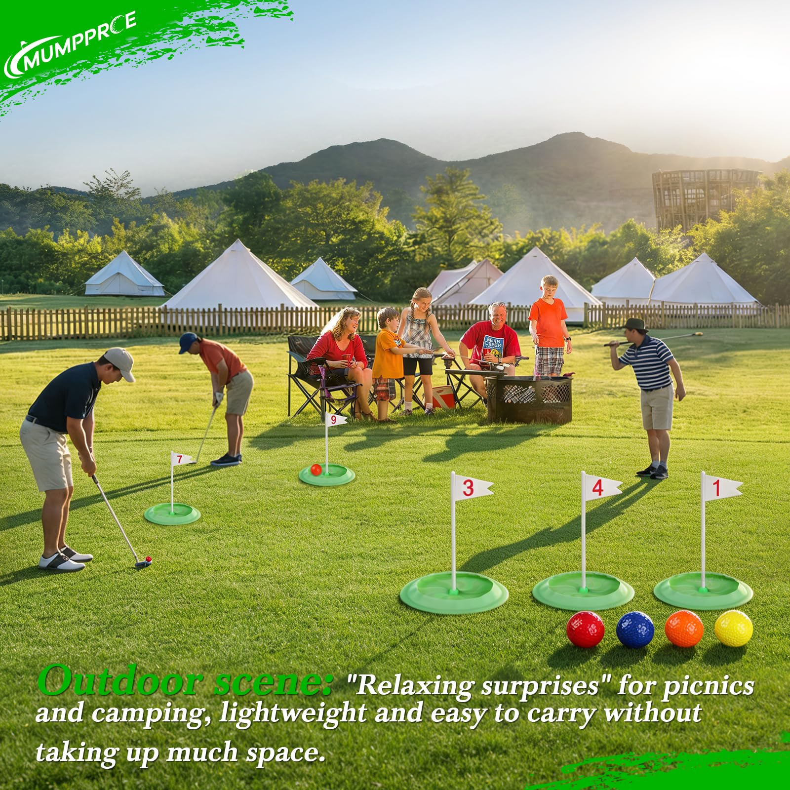 Putt-Putt Mini Golf Game, Mini Golf Set - Build Your Own Course at Home, The Office or On The Green - 9 Pack Putting Cups for Indoor & Outdoor Fun