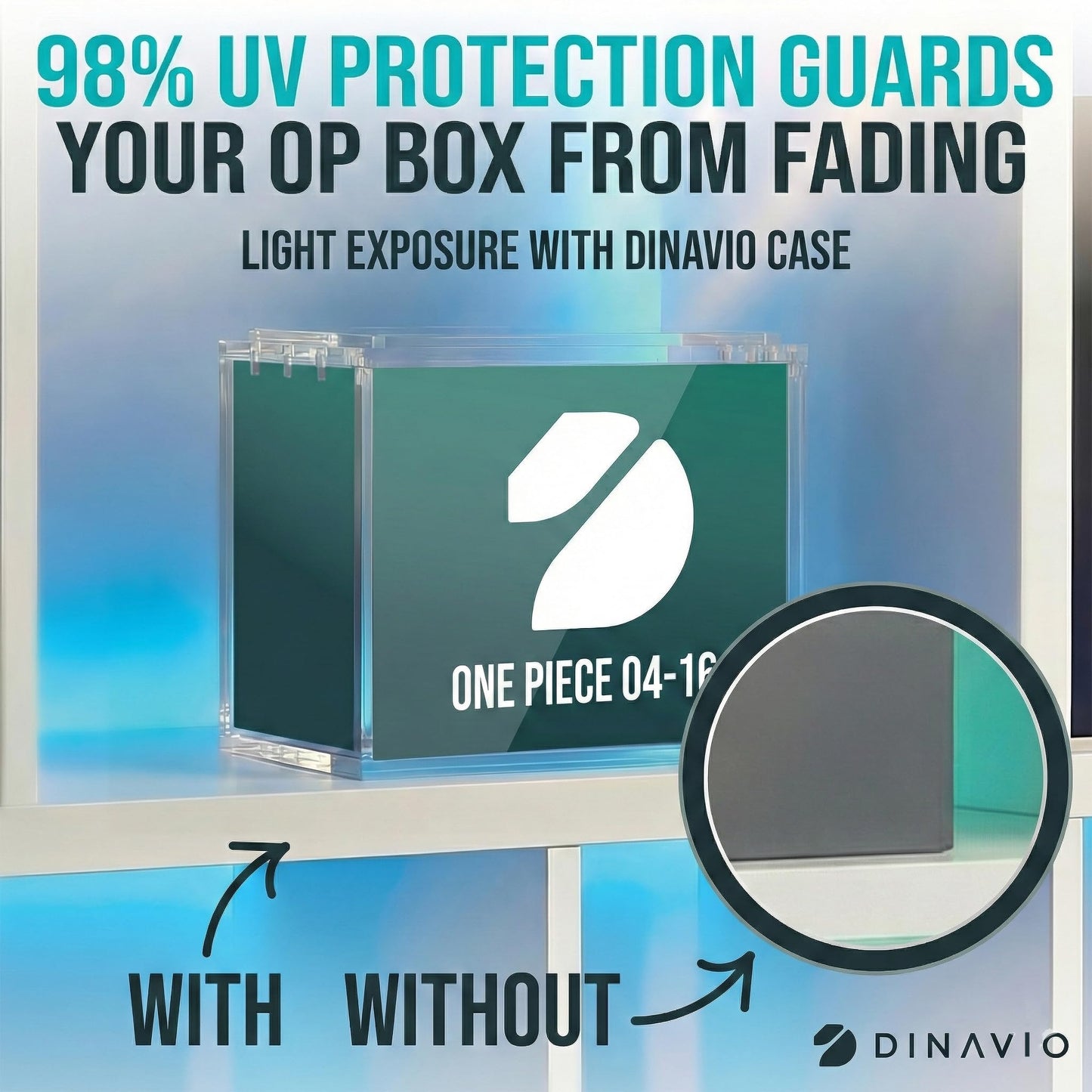 Dinavio Crafthouse One Piece Booster Box Acrylic Display Case Stackable - UV Protection with N52 Strong Magnets - Clear TCG Protector - Compatible