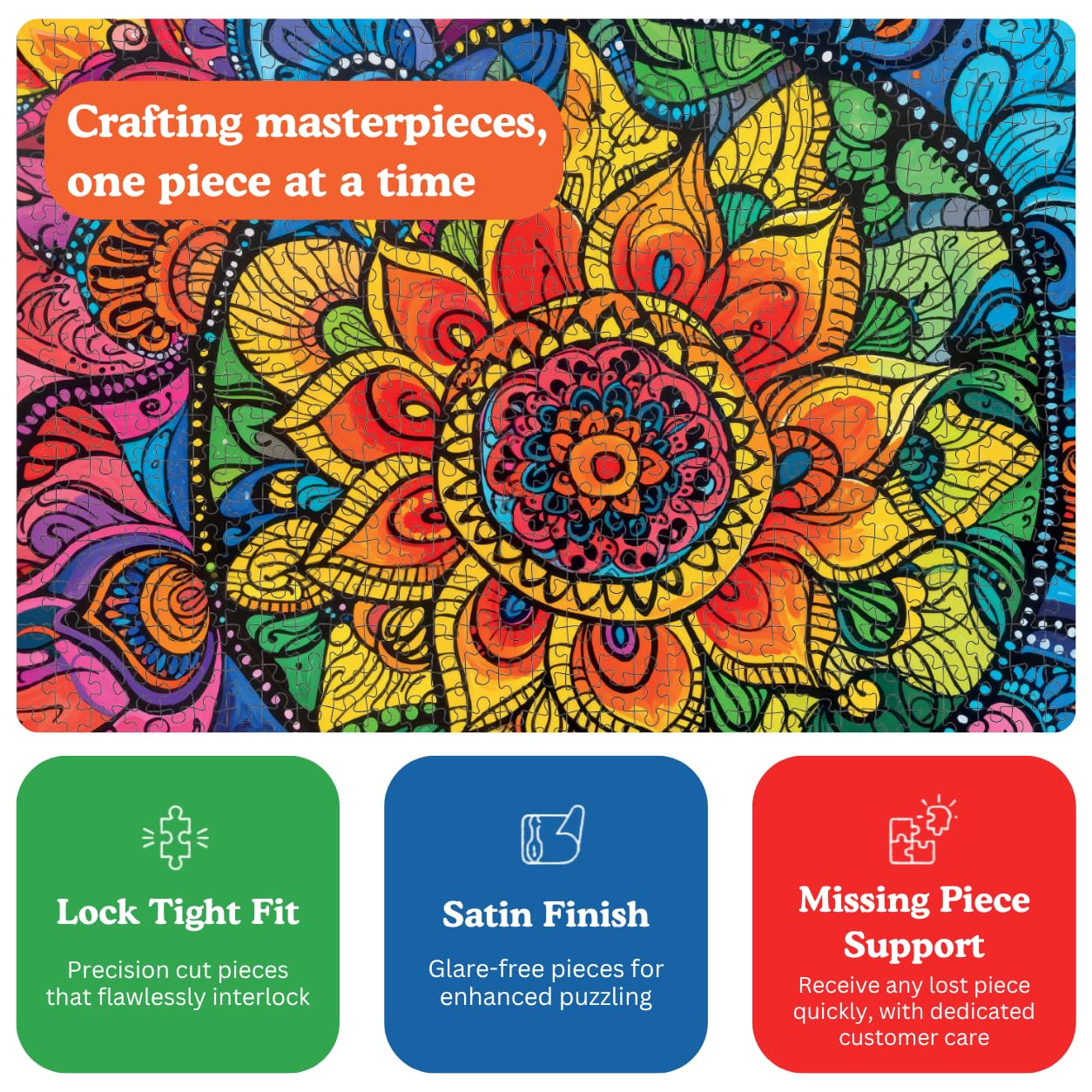 Cross & Glory | Jigsaw Puzzles for Adults | Rainbow Mandala Mirage