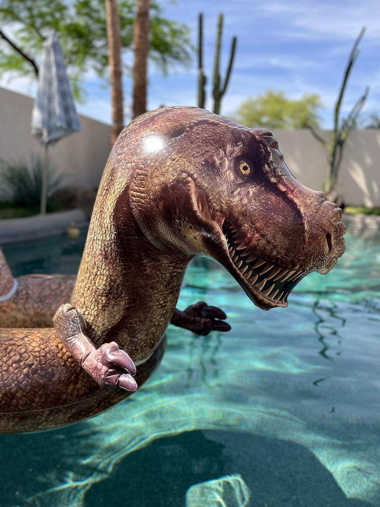Coconut Outdoor Giant Tyrannosaurus Rex Pool Float, Inflatable T-Rex Ring
