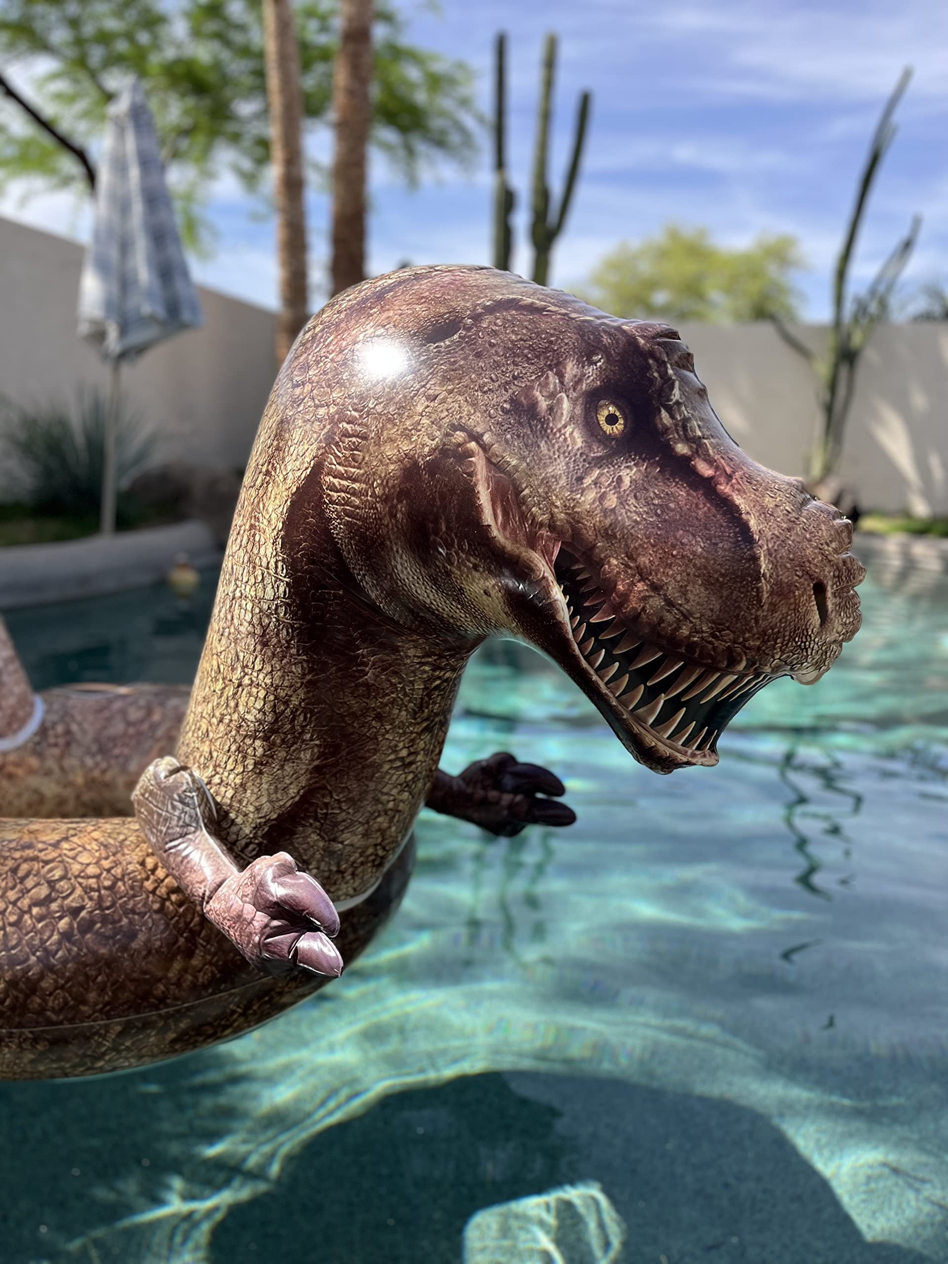 Coconut Outdoor Giant Tyrannosaurus Rex Pool Float, Inflatable T-Rex Ring