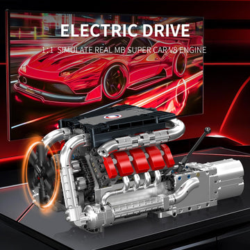 Mould King 10203 V8 Engine Building Blocks Sets, V8 Engine Model kit That Run, Build Your Own STEM Model Kit, Physical Science Experiment Model, Best