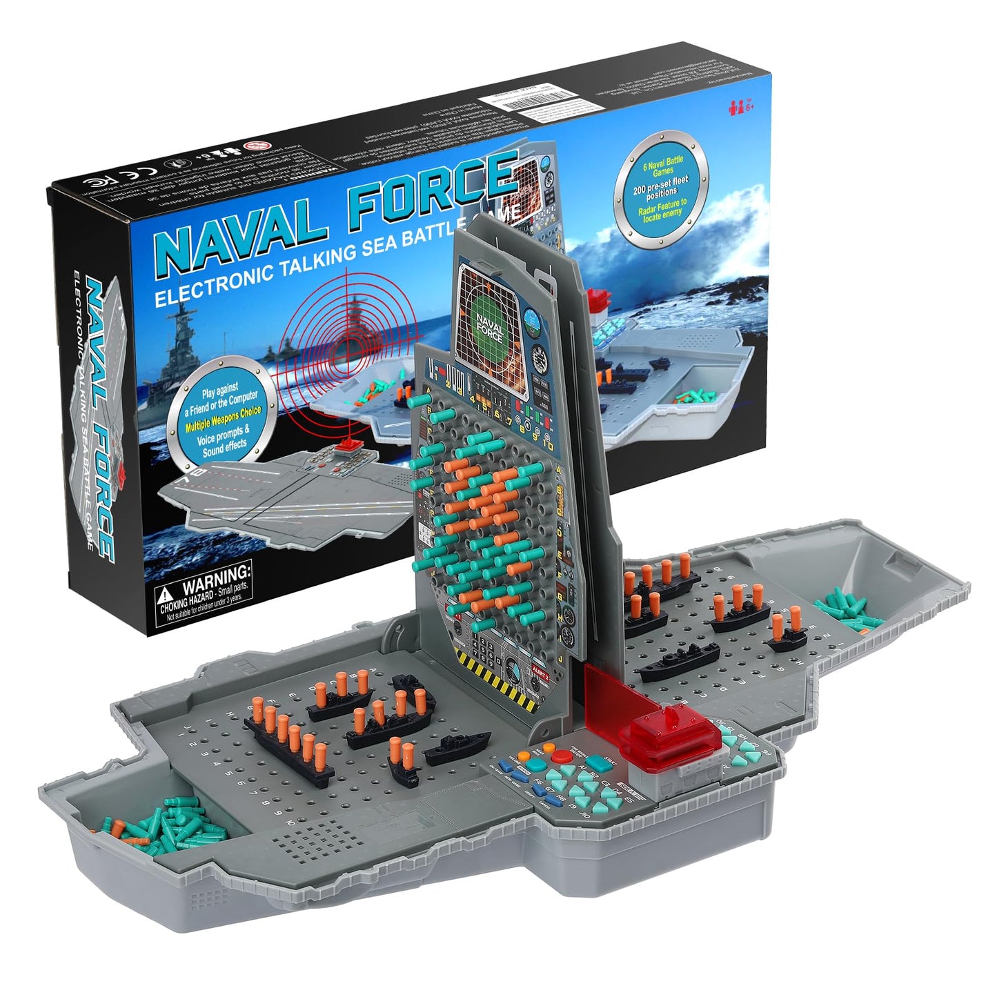 LEVEROAM Talking Sea Battle Board Game with Light and Sound Effects, Electronic Naval Battle Strategy Game with 200 Preset Ships Layout, Logicality