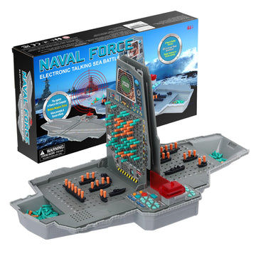LEVEROAM Talking Sea Battle Board Game with Light and Sound Effects, Electronic Naval Battle Strategy Game with 200 Preset Ships Layout, Logicality