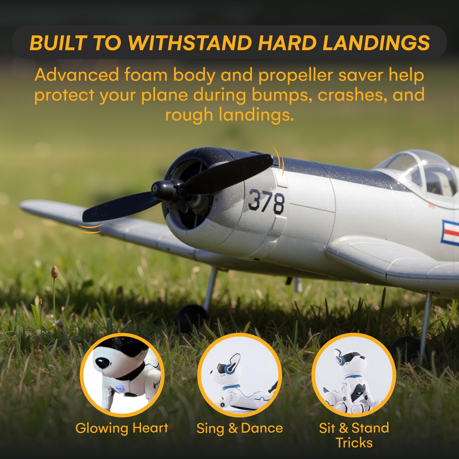 Top Race Remote Control Airplane - Ready to Fly 4 Channel RC Plane for Adults - Advanced Foam Construction - Remote Controlled War Cessna P51 Mustang