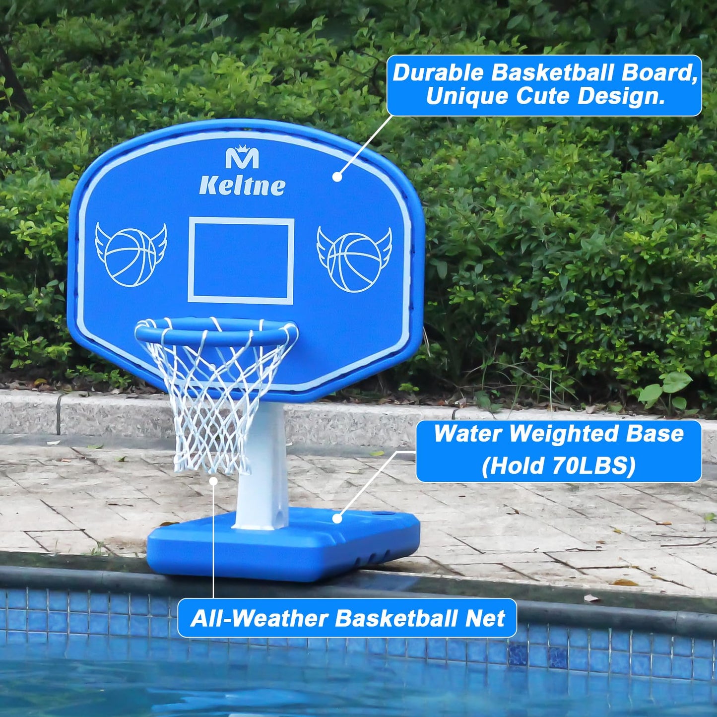 Pool Basketball Hoop Poolside, Large Pool Summer Water Basketball Hoop Game Toys with Lengthen Sturdy Base for Kids Boys Girls, Swimming Pool