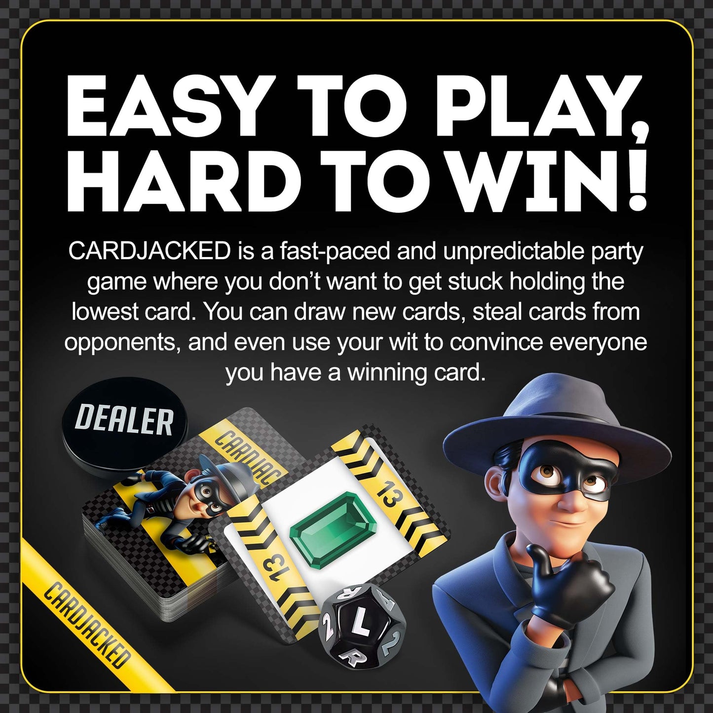 CARDJACKED Fun Card Game for Families | Family-Friendly Party Card Games for Adults | 8-12 Min. Playtime | Kids Card Game | 4-10 Players | Easy