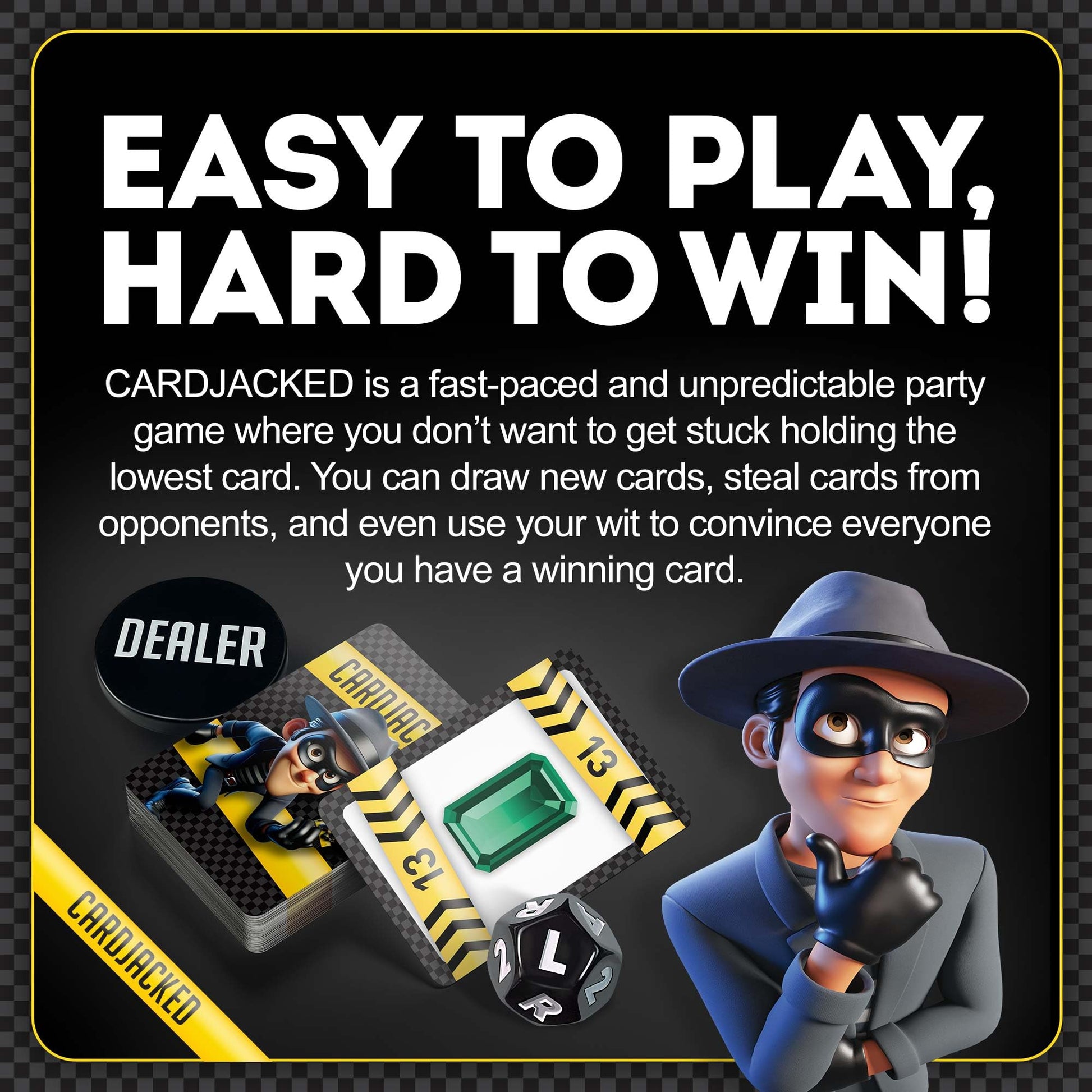 CARDJACKED Fun Card Game for Families | Family-Friendly Party Card Games for Adults | 8-12 Min. Playtime | Kids Card Game | 4-10 Players | Easy