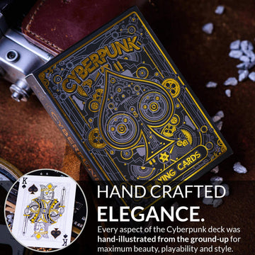 Cyberpunk Gold Playing Cards, Cardistry Decks, White Deck of Playing Cards for Kids & Adults, Cool Playing Cards with Card Game e-Book, Unique Playing