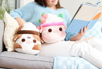 Cuddle Barn PlushGoals - Strawberry Mooshake Cute Kawaii Cow Stuffed Animal - Super Soft Squishy Milkshake Dessert Scented Collectible Toy Drink