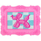 Vivid by Brea Reese: Funky Frame Gem Kit - Balloon Dog - Peel & Stick, Carnival Animal-Blue Checker Scene, 8x6 Pink Frame, Sorting Tray, Adult Craft