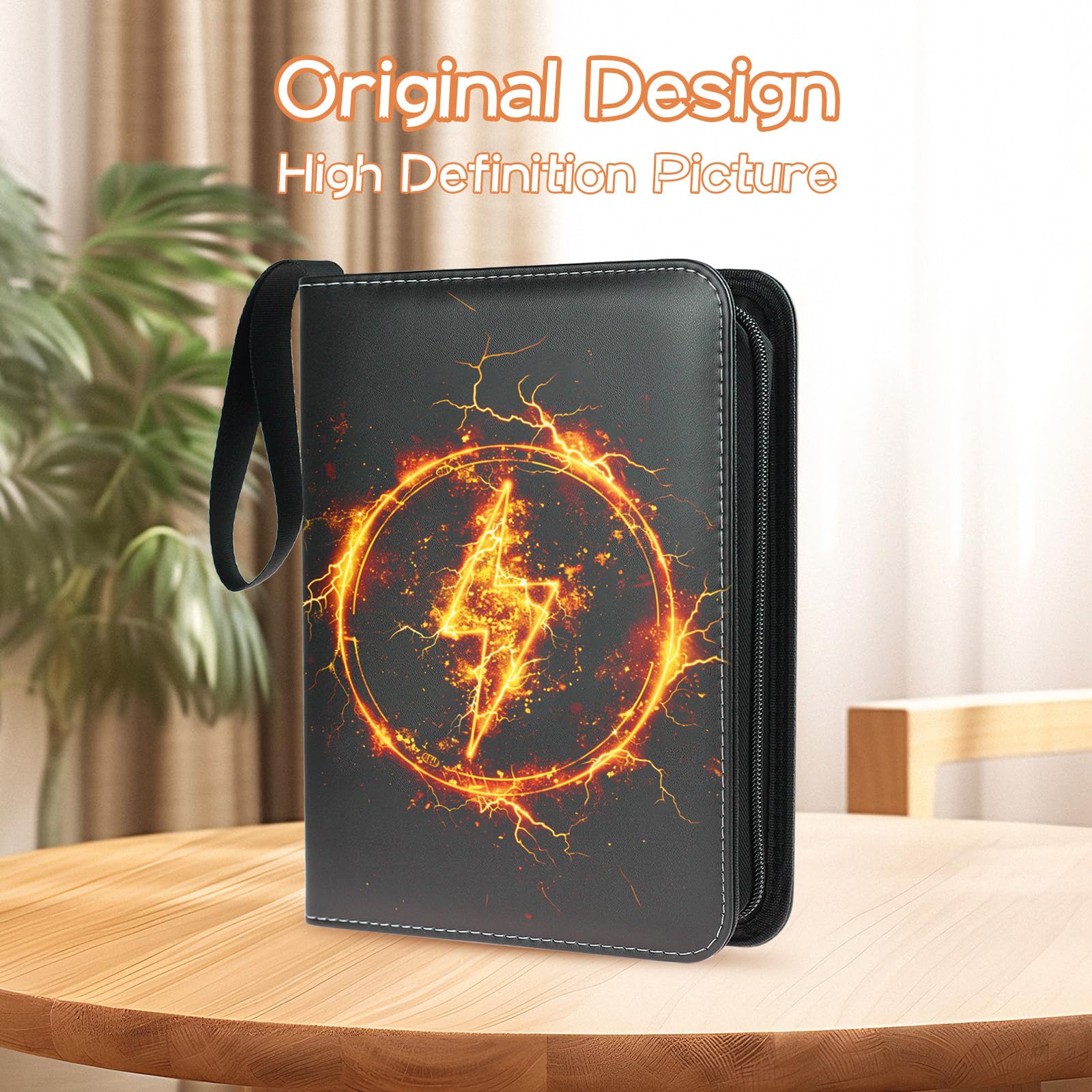 Trading Card Binder 4 Pocket, Fits 400 Cards with 50 Removable Sleeves, Portable TCG Album Folder for Standard Size Game Cards, Sports Card Holder