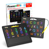 PicassoTiles 2in1 Magnetic Drawing Board Toy 12x10 In Large Magnet Bead Pad with Alphabet and Math Side in Black STEM Educational Writing Playboard