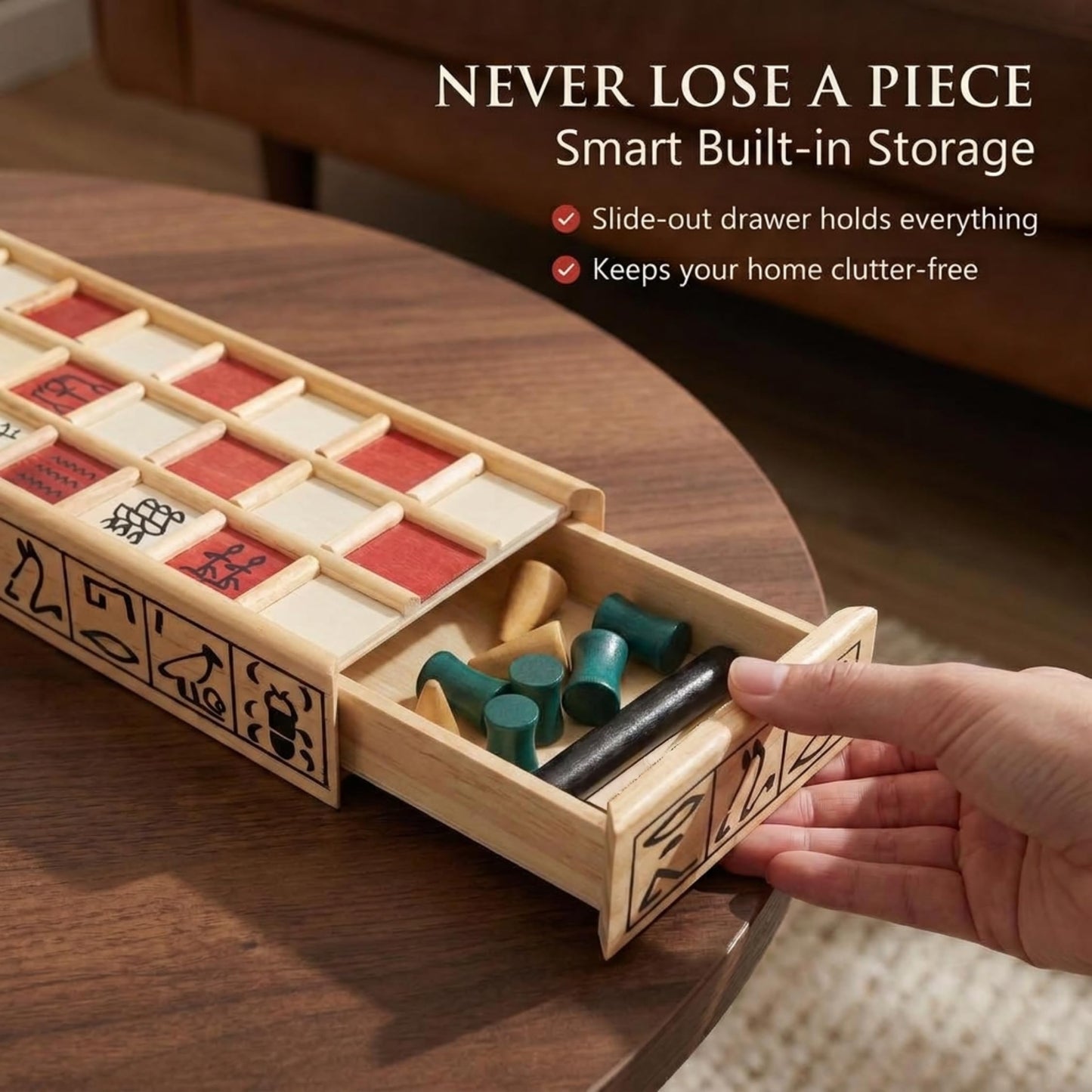 WE Games Senet Egyptian Board Game - Handcrafted Solid Wood Senet Set for Historical Education, Cultural Appreciation & Strategy - Ancient Game