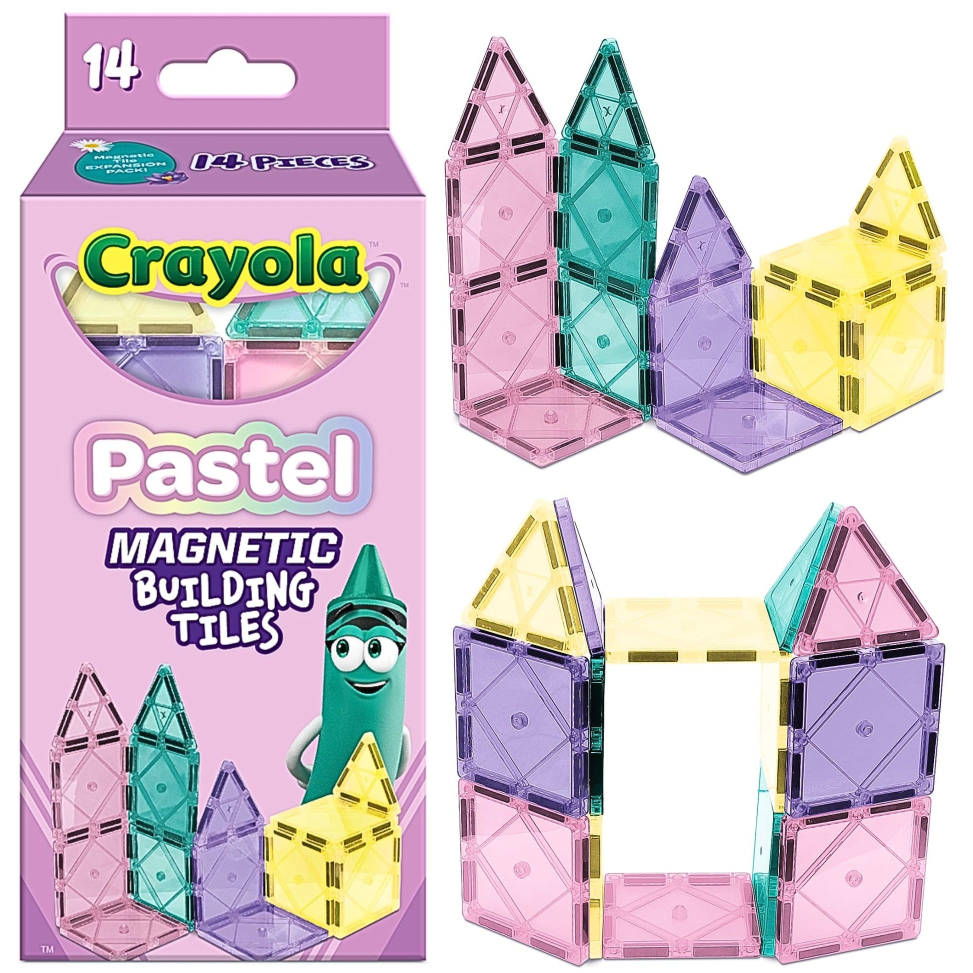 CreateOn Crayola Magnetic Tiles, Building Set for Kids, Magnetic Building Toys for Kids, STEM Travel, Easter Basket Gift for Boys and Girls Ages 3+
