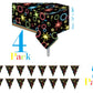 Oojami 4 Pack Glow Party Neon Plastic Table Covers Tablecloth Ideal for Glow in the Dark Parties Cosmic Theme Parties, Glow Neon Decor, Glow Theme All