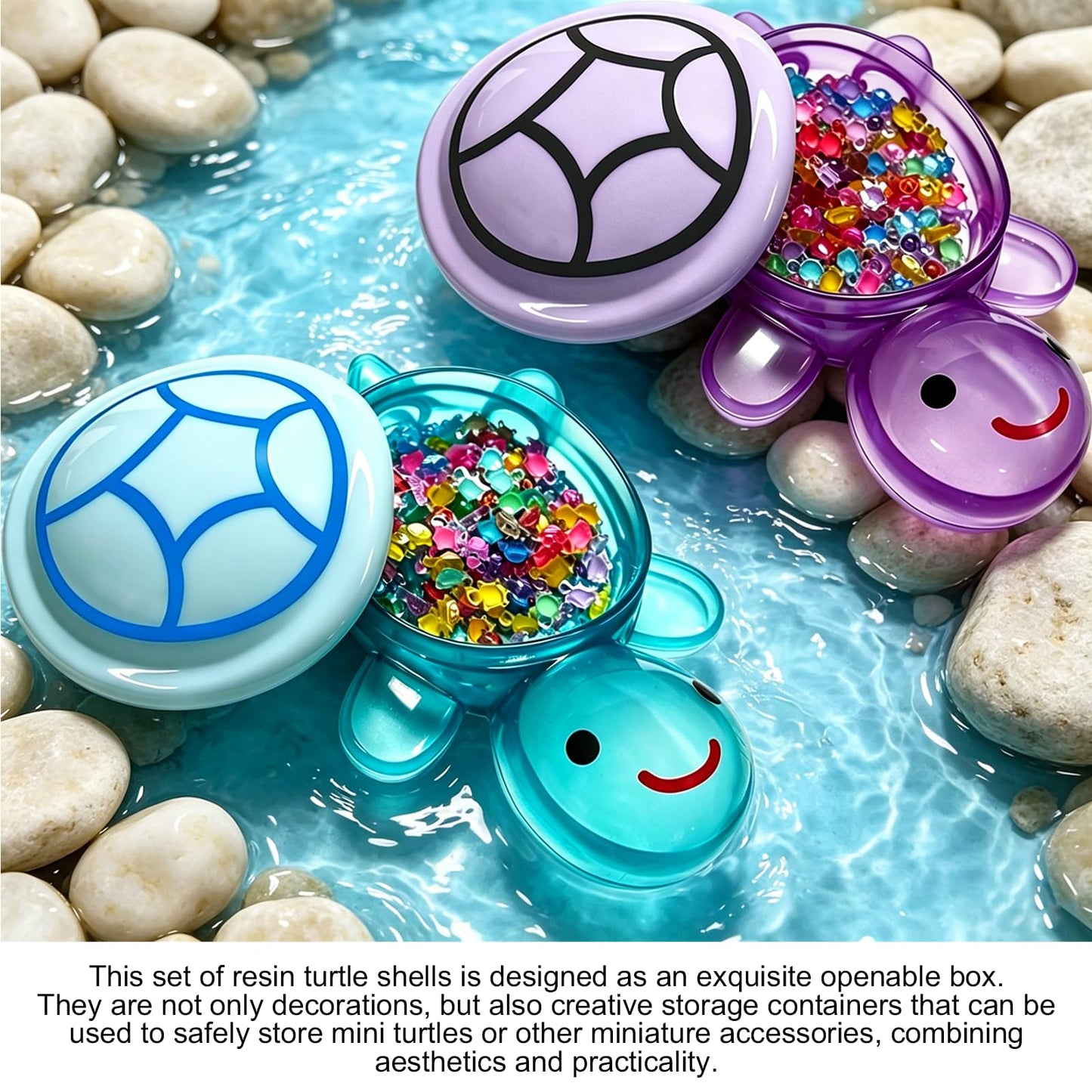 4 Jumbo Glow in The Dark Resin Turtles and 240 Mini Resin Turtles Set, Luminous Mini Turtle Ornaments, Cute Resin Miniatures for Fairy Garden