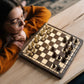 Husaria European International Chess Wooden Game Set, King's Classic - 13.8 Inches Medium Size Chess Set with Handcrafted Chessmen and Felted Folding