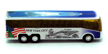 NYC Diecast Coach Bus 6" - Statue of Liberty, Empire State Building, Freedom Tower