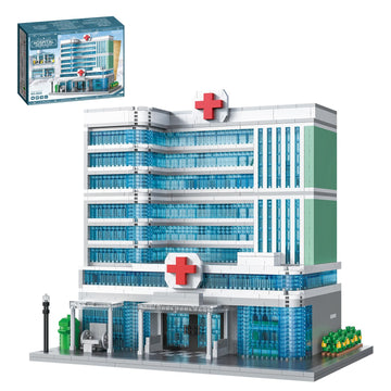 LQPFBSM Hospital Architecture Model Micro Mini Building Block Set 1350 Pieces Modern City Medical Center Building Set Detailed Open-Back Clinic