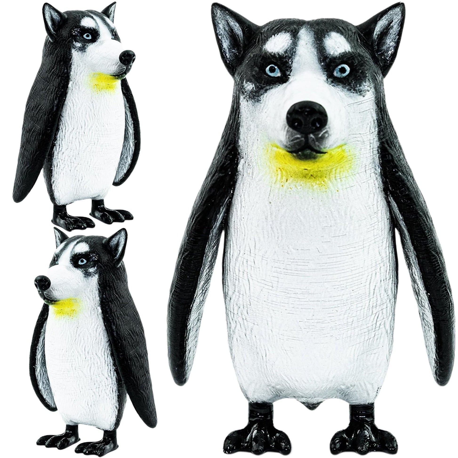 Randimals Penguin & Husky Dog Hybrid Realistic Animal Toys - Unique Mix of Safari Toys & Farm Animals Small Figurines - P-Dawg Mini Figures for Kids