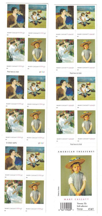 MARY CASSATT ~ PAINTER #3807b Booklet of 20 x 37¢ US Postage Stamps