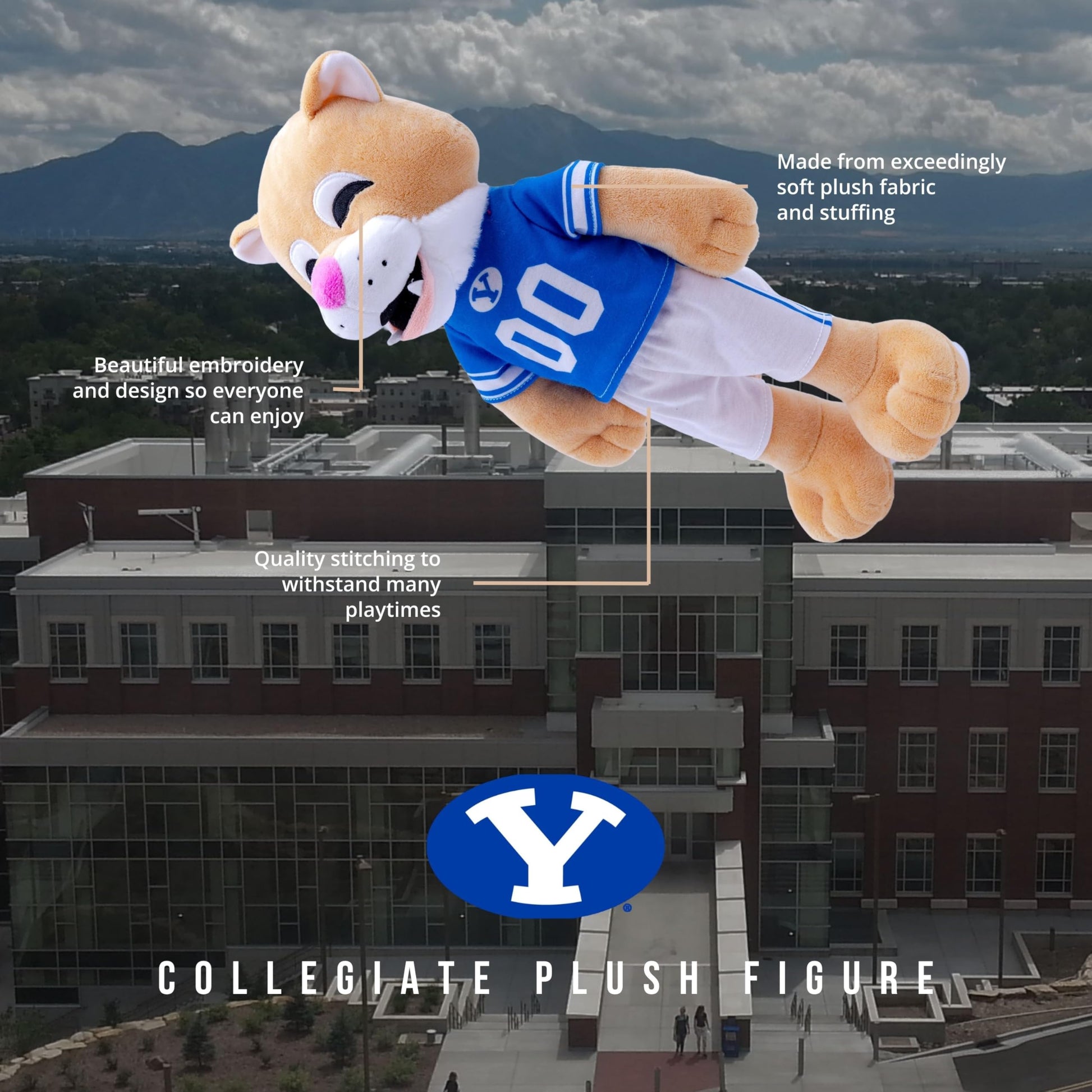 Plushible 14" Brigham Young University Cosmo Mascot Plush Figure Toy - College Football Plush Doll, Soft Stuffed Toy for Kids & Adults, Surface