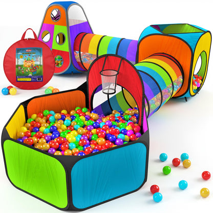 Playz 5pc Pop Up Play Tent and Crawl Through Tunnels for Kids w/Carry Bag