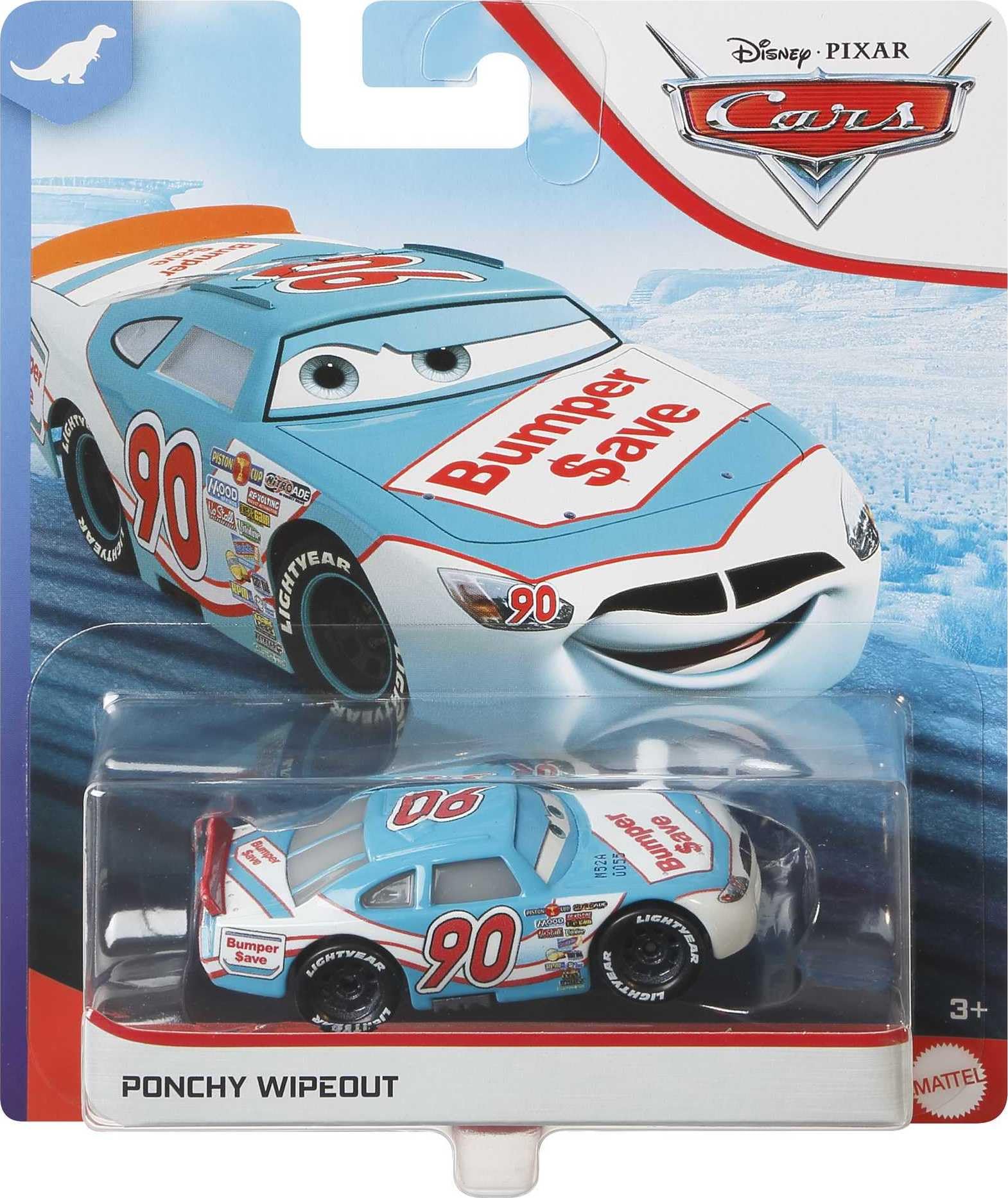 Mattel Disney and Pixar Cars 1:55 Scale Die-Cast Vehicles, Collectible Toy Cars, Ponchy Wipeout