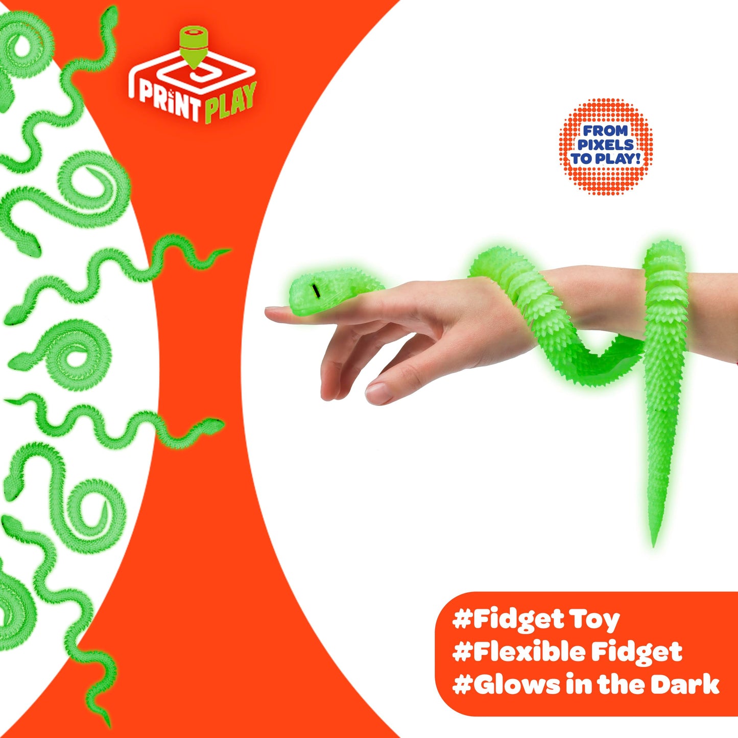 Born to Print Articulated 3D Printed Animal Fidget Toy - Flexible Moving Desk Toy for Kids & Adults | Sensory Stress Relief Toy | Realistic
