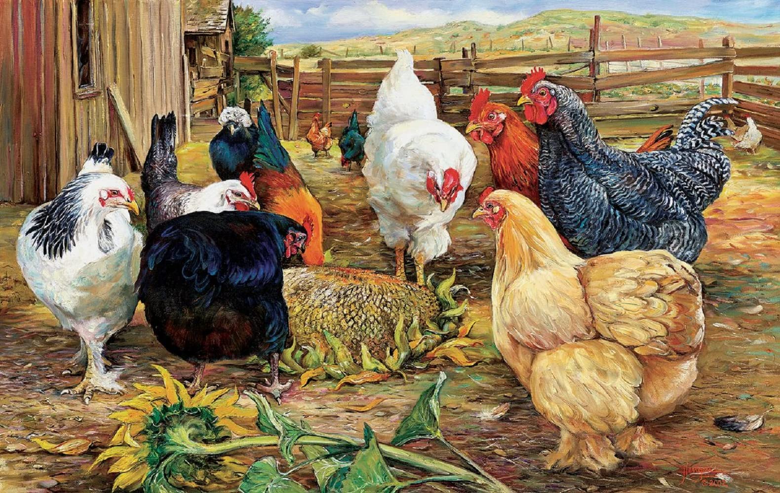 SUNSOUT INC - Mystery of the Sunflower - 550 pc Jigsaw Puzzle by Artist: Nona Hengen - Finished Size 15" x 24" - MPN# 76035