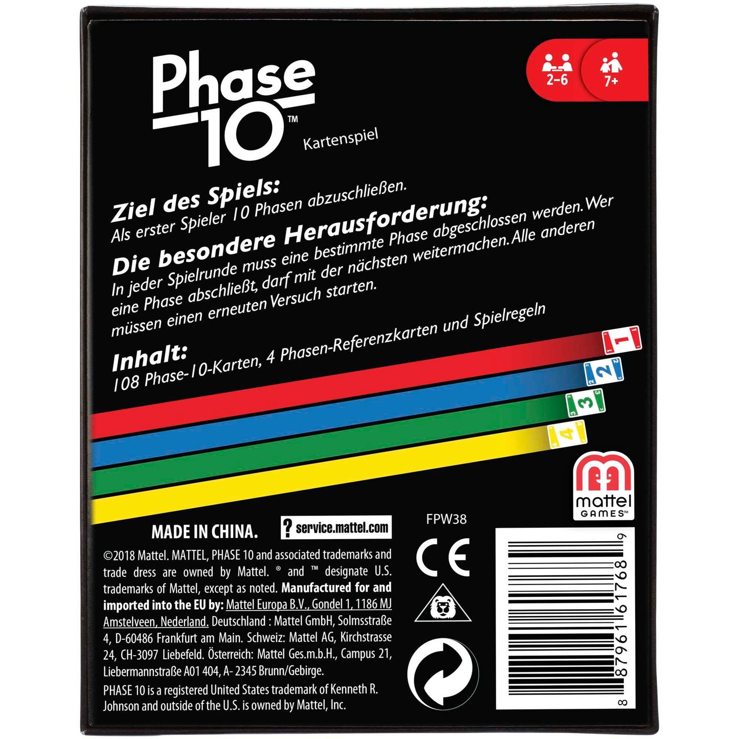 Mattel Games Fpw38 Phase 10 Card Game, Multicolour, Medium