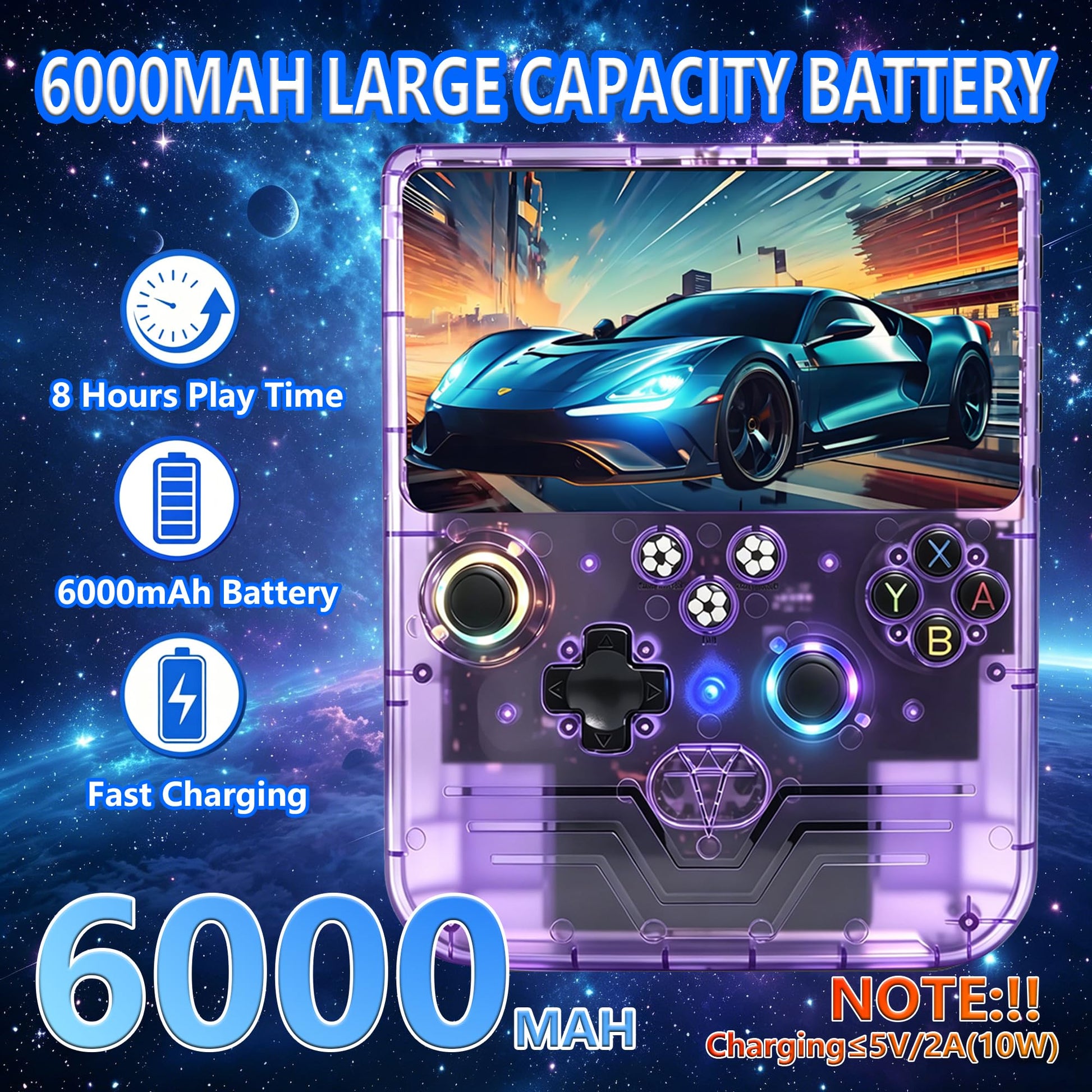 PandoraGame R60MAX Retro Handheld Gaming Console, 6.0-Inch HD IPS Screen, 6000mAh Battery, 40000+ Classic Games Pre-Installed, Save/Load State, Linux