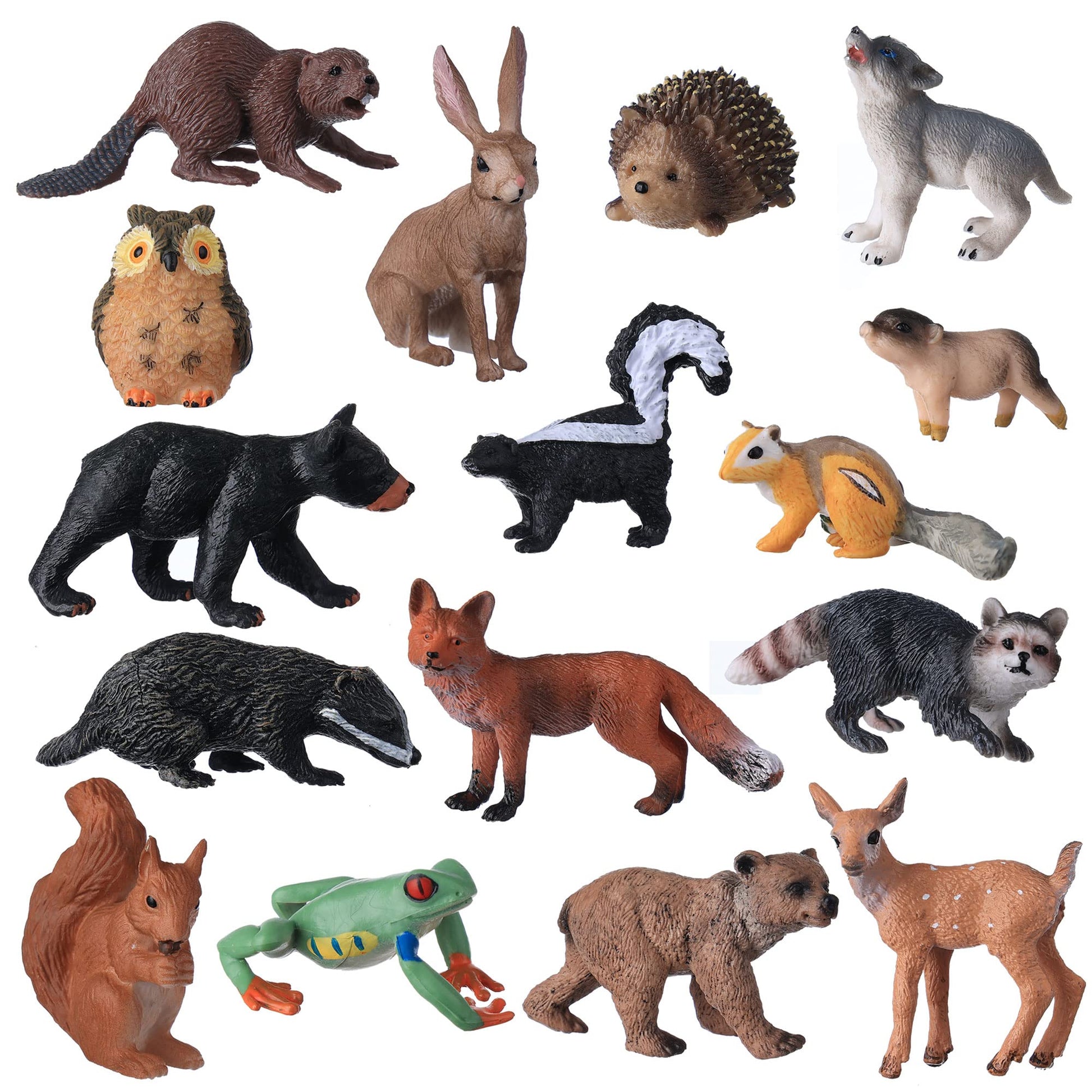JOKFEICE Small Animal Figures for Kids, 16PCS Realistic Forest Animals Baby Figurines, Woodland Creatures Figurines, Educational Toys for Science