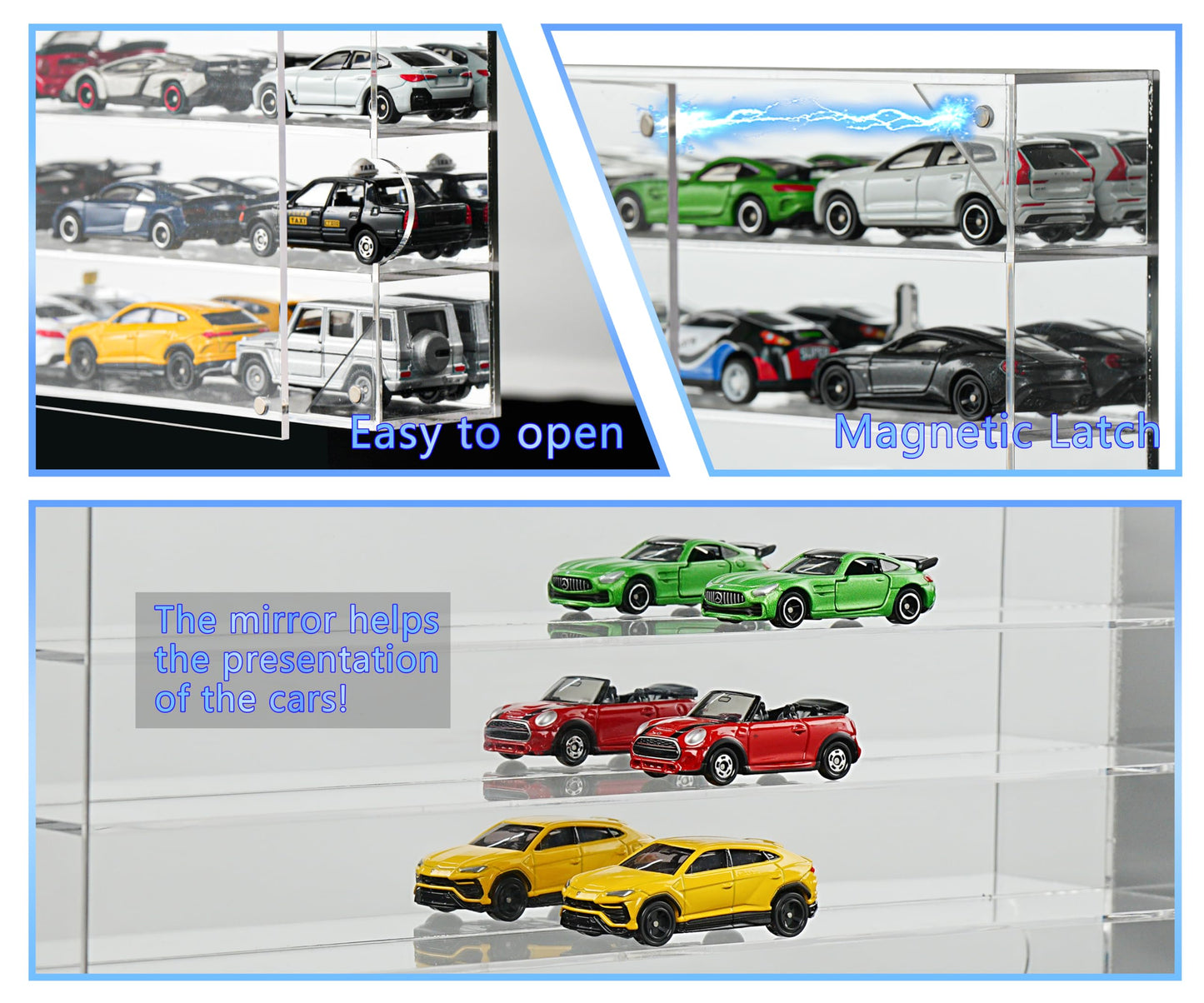 YYDS Model Car Display Case for Toy Cars, Matchbox Cars,1/64 Scale Diecast Display Case,Wall Mount,Mirrored Back,Hot 1/64 Scale Diecast Case for 35