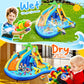 Whubefy Inflatable Water Slide, 8 in 1 Blow Up Crocodile Spray Slide 13.2 x10 Ft Water Bounce House with 2 Water Cannon, Climbing Wall, Basketball