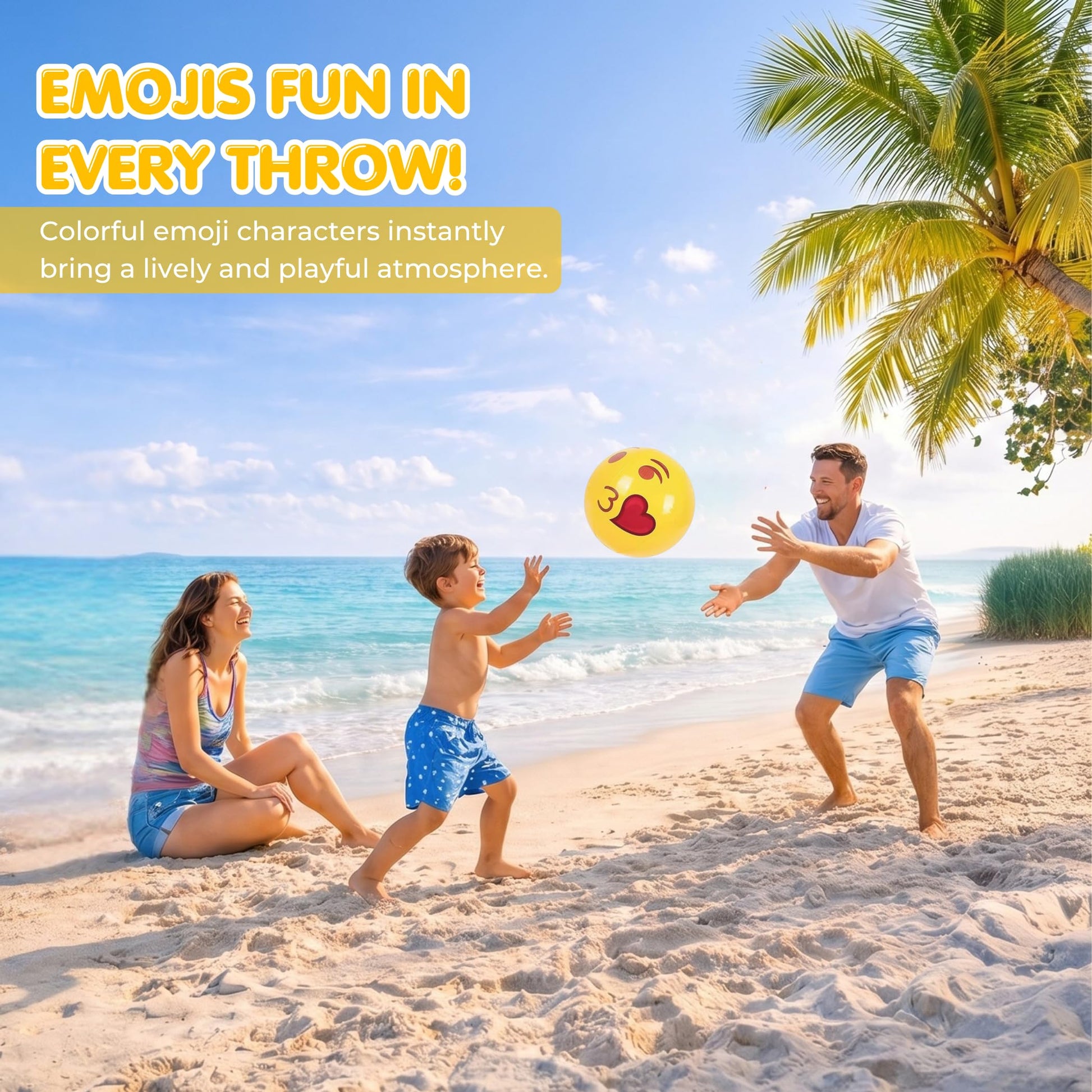 Kangaroo 12 Inflatable Emoticon Beach Balls for Kids & Adult for Pool Party