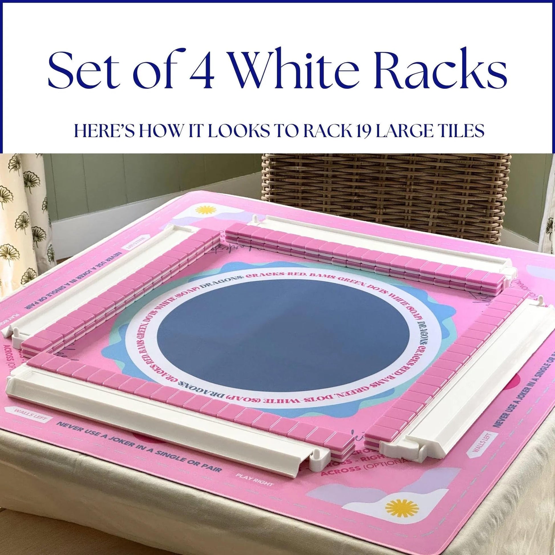 Acrylic White Mahjong Tile Pusher Racks (Set of 4) - White Color(18.5 Inches Long)