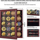Jinchuan Military Challenge Coin Display Case Lockable Cabinet Rack Holder Shadow Box with Removable 2 Grooves Shelves and Anti Dust Door for Casino