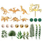 21 PCS Gold Dinosaur Cake Toppers Dinosaur Figures Green Ball Cake Decorations for Dinosaur Theme Birthday Supplies (Gold)