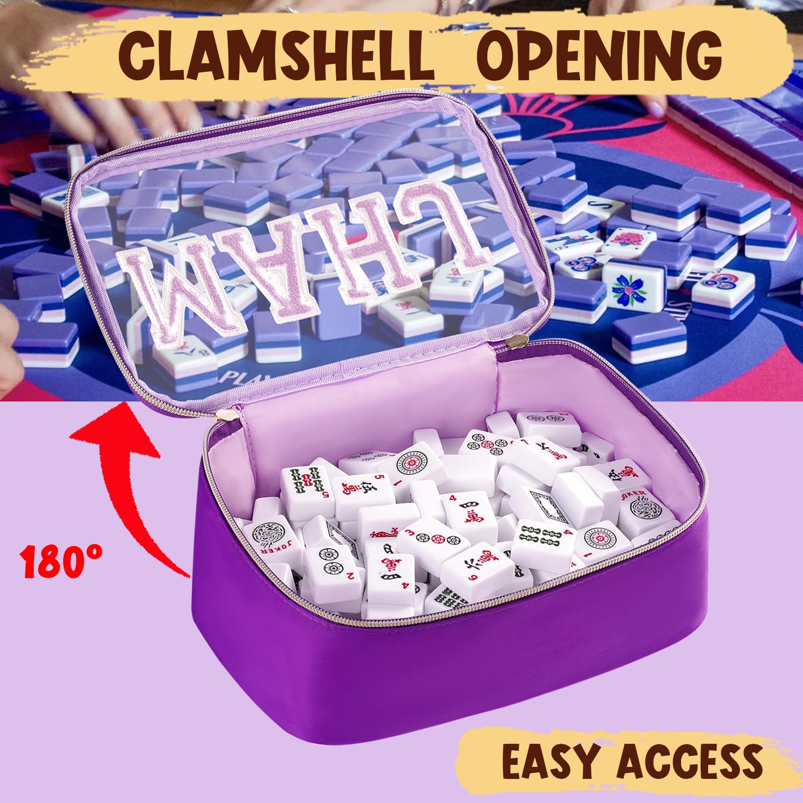 Mahjong Tiles Bag,Empty Thickened American Mahjong Bag with Zipper Suitable for 1.2"(30mm) Standard Size Waterproof Mahjong Storage Case Accessories