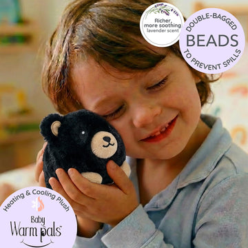 Warm Pals Baby Black Bear, Small 3x5 Microwavable Comfort, Heated Plushie for Warmth, Calming Anxiety, Relaxing Bedtime Snuggles and Cozy Toys